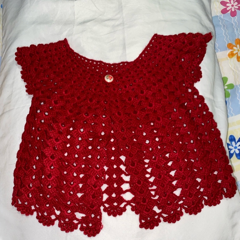 Handmade Red Crochet Baby Blouse